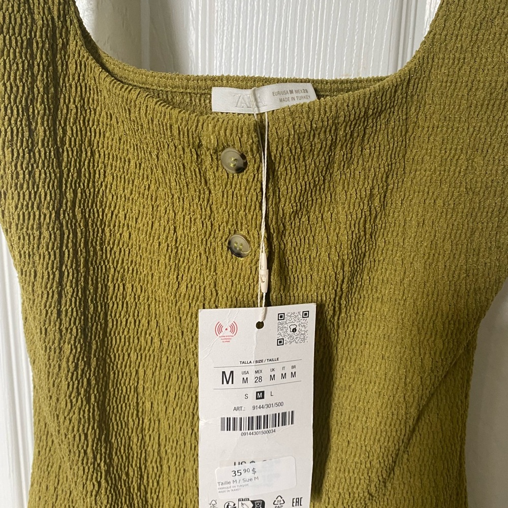 Zara Olive Textured Button-Front - Picture 3 of 5